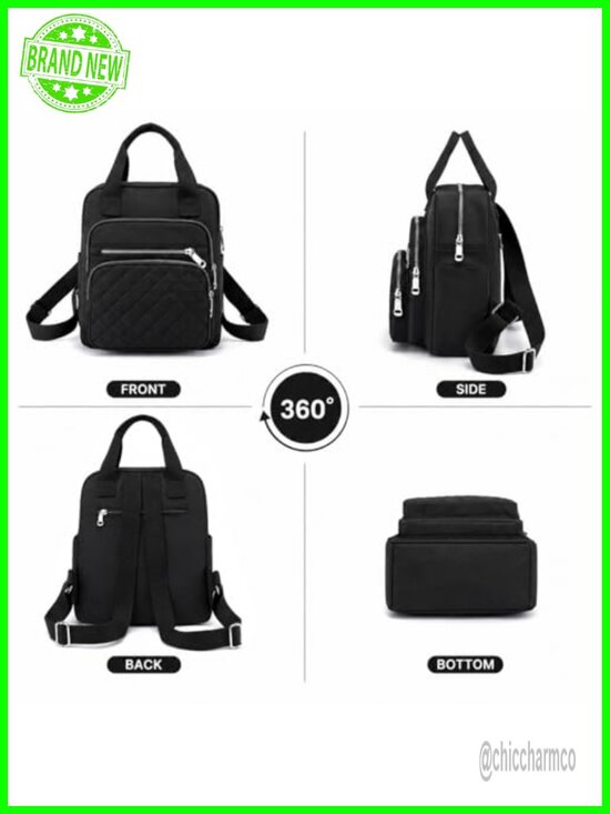 Women\'s Quilted Square Backpack Waterproof Nylon Lightweight Multi-Pocket main image 2